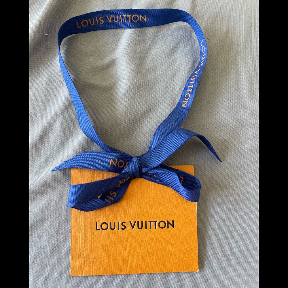 Authentic 2.5” x 3” Louis Vuitton Orange Envelope Gift Card Holder & Ribbon